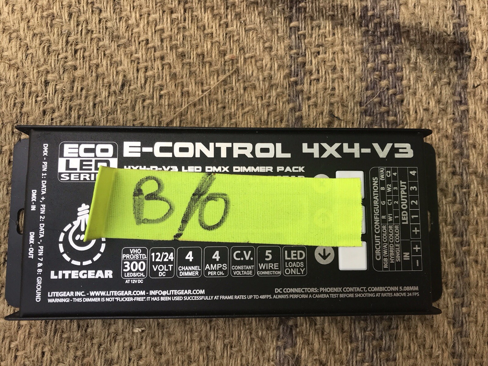 PARTS: B/O: Litegear E-Control 4x4 V3 LED DMX Dimmer 12/24v 4 Amps Per Channel