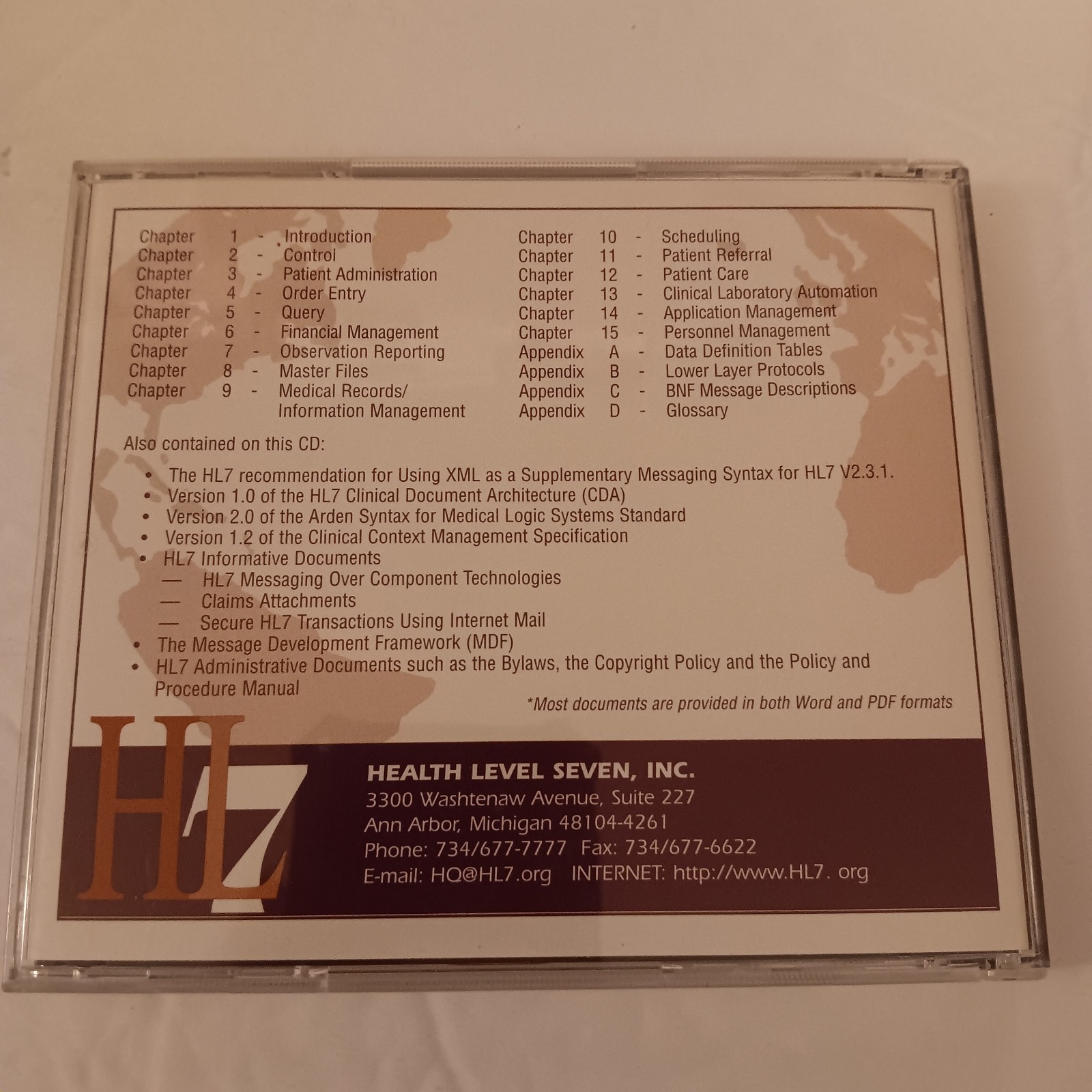 HL7 Standard Version 2.4 2000 CD-ROM ANSI / HL7 V2.4-2000