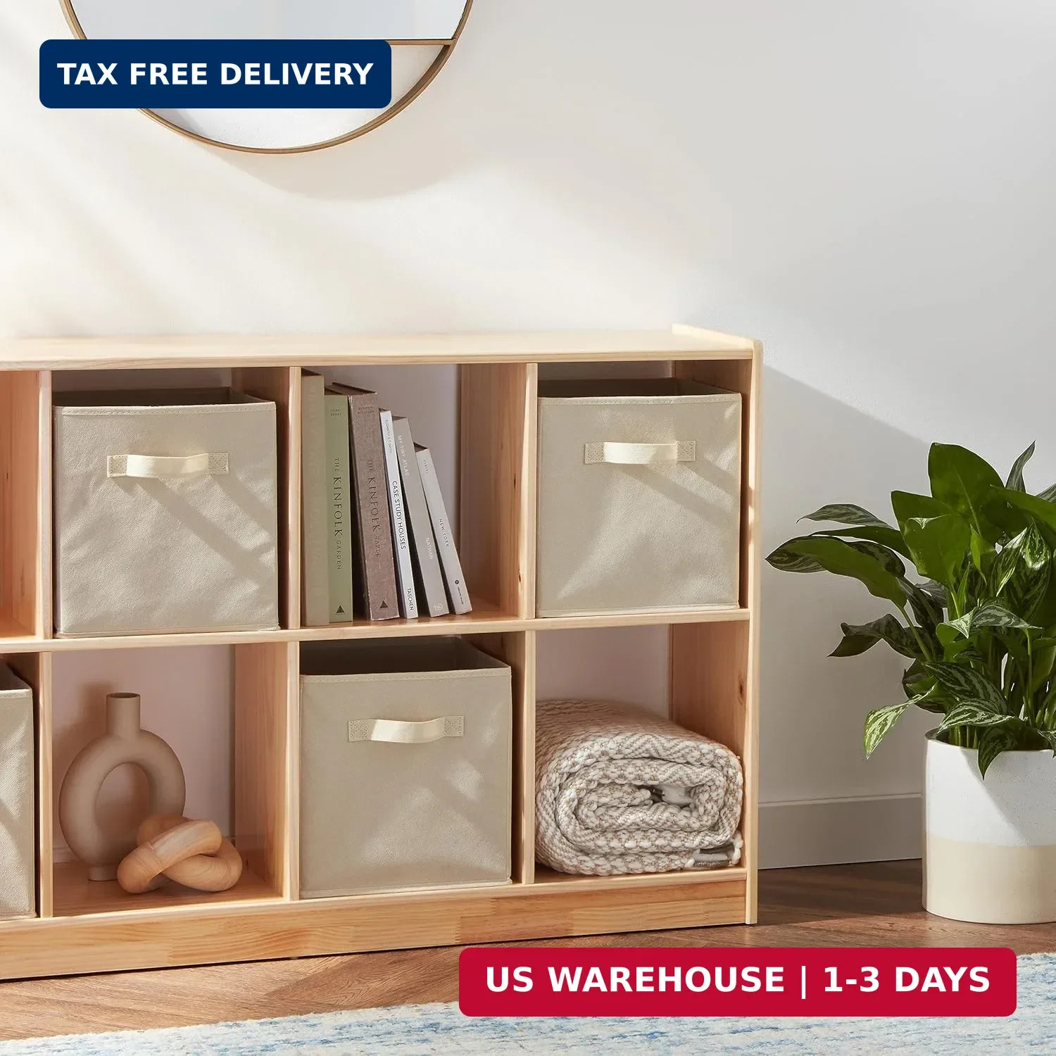 Collapsible Fabric Storage Cubes Organizer with Handles, Sturdy St