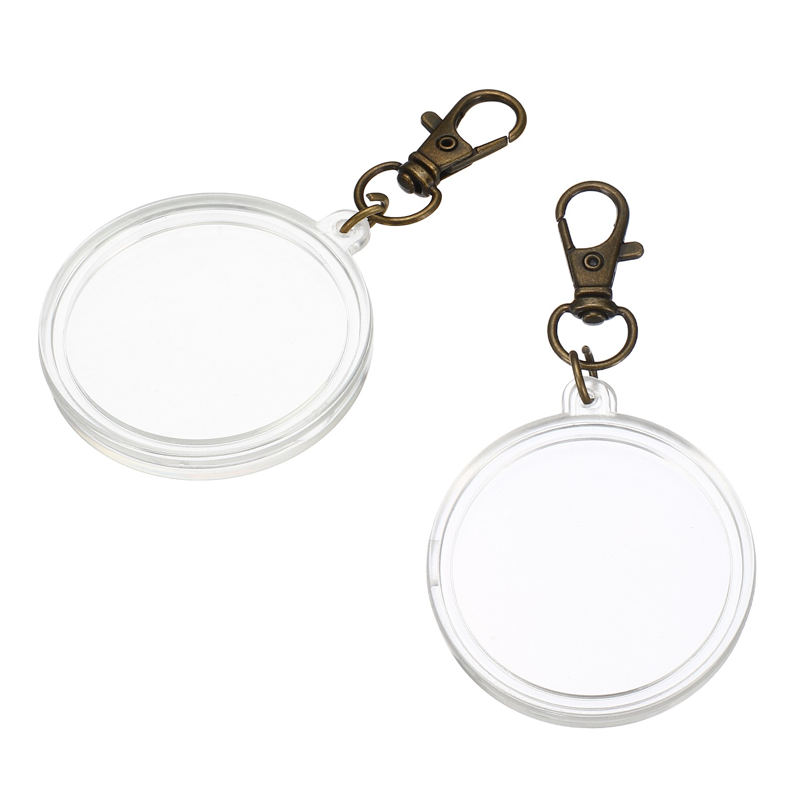 40mm Coin Holder Keychain, 2Pcs Coin Case with Key Ring Buckle, Bronze