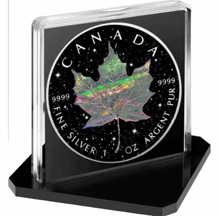 🇺🇸 HOLO DIAMOND DUST Maple Leaf 1oz Silver Coin 5$ Canada 2025 🇨🇦