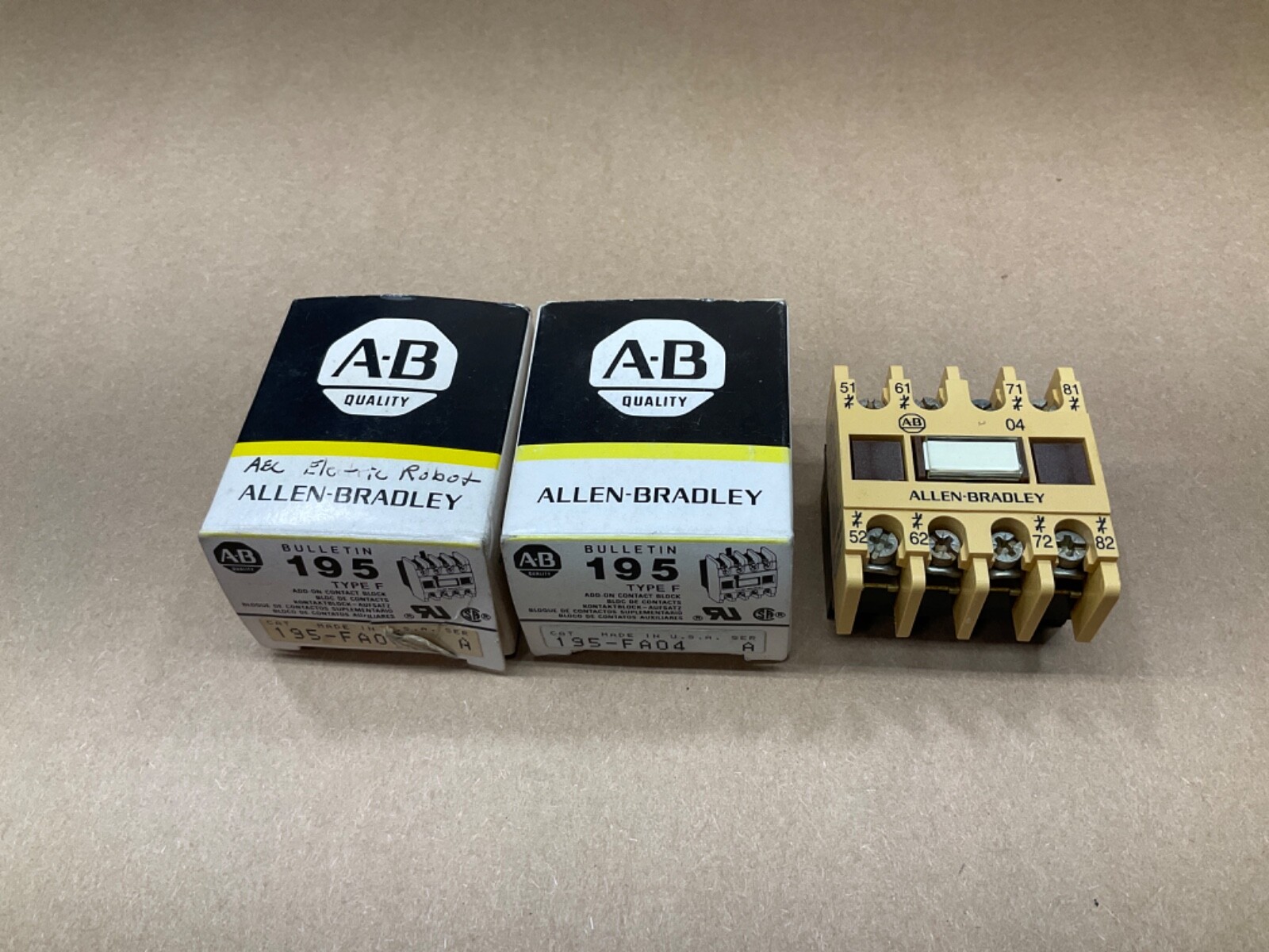 Lot Of 2 Allen Bradley 195-FA04 Series A Type F Add On Contact Block #52D9*IAC