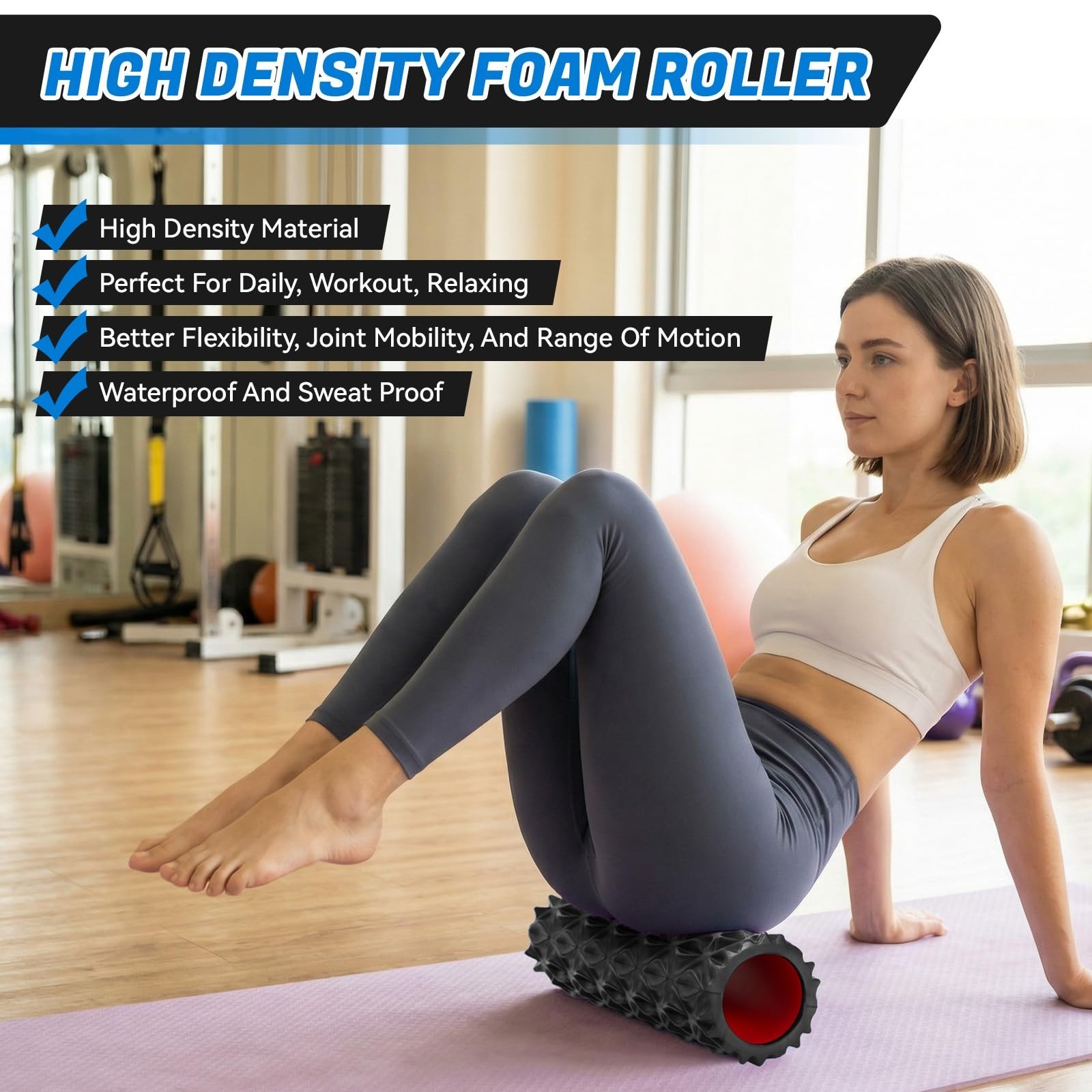 Foam Roller for Deep Tissue Massager, 15" High Density Diamond-Shaped Texture...