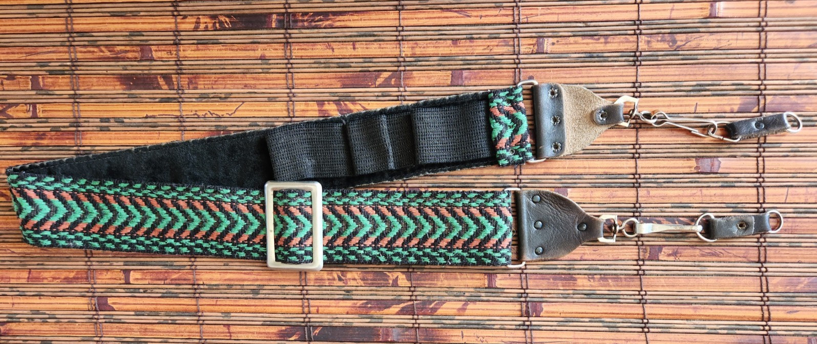 Hippie Camera Strap Adjustable Geometric Design Multicolor LEATHER ENDS 2" WIDE