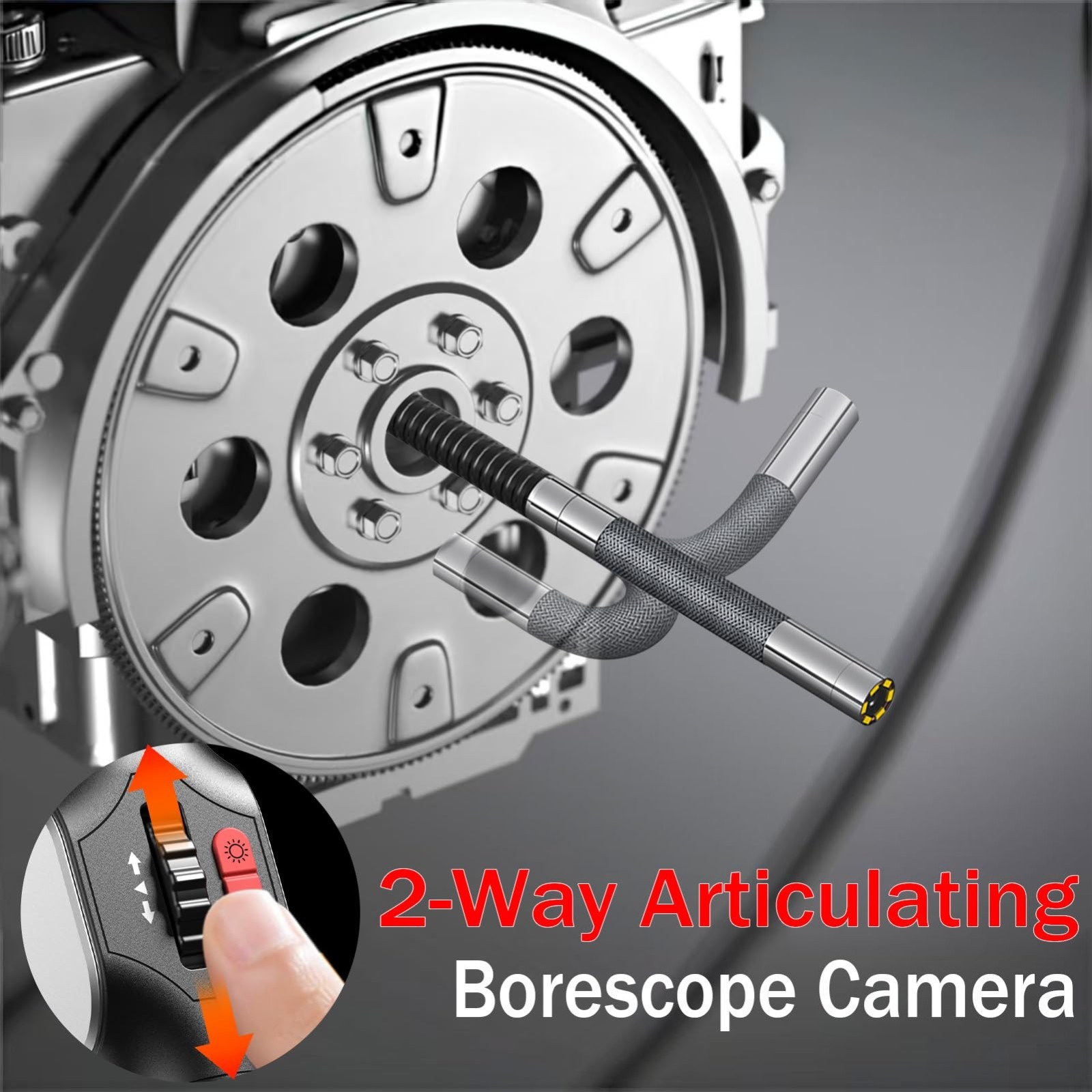 Flexible Articulating Borescope Camera with Light, 5.3FT Endoscope for Engine In