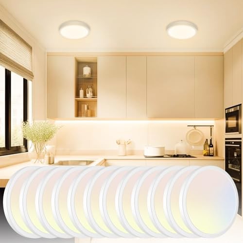 12Pack LED Flush Mount Ceiling Light, Dimmable & 100W 6.5in-12Pack White