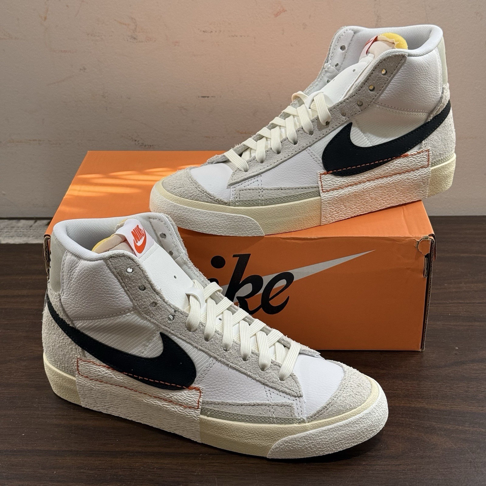 Nike Blazer Mid '77 Pro Club White Black Sneakers DQ7673-100 Mens Size 8