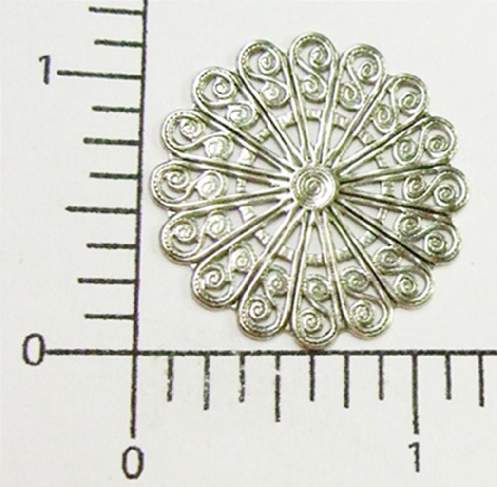 25814 - 2 Pc Brass Victorian Filigree Jewelry Finding Matte Silver Oxidized