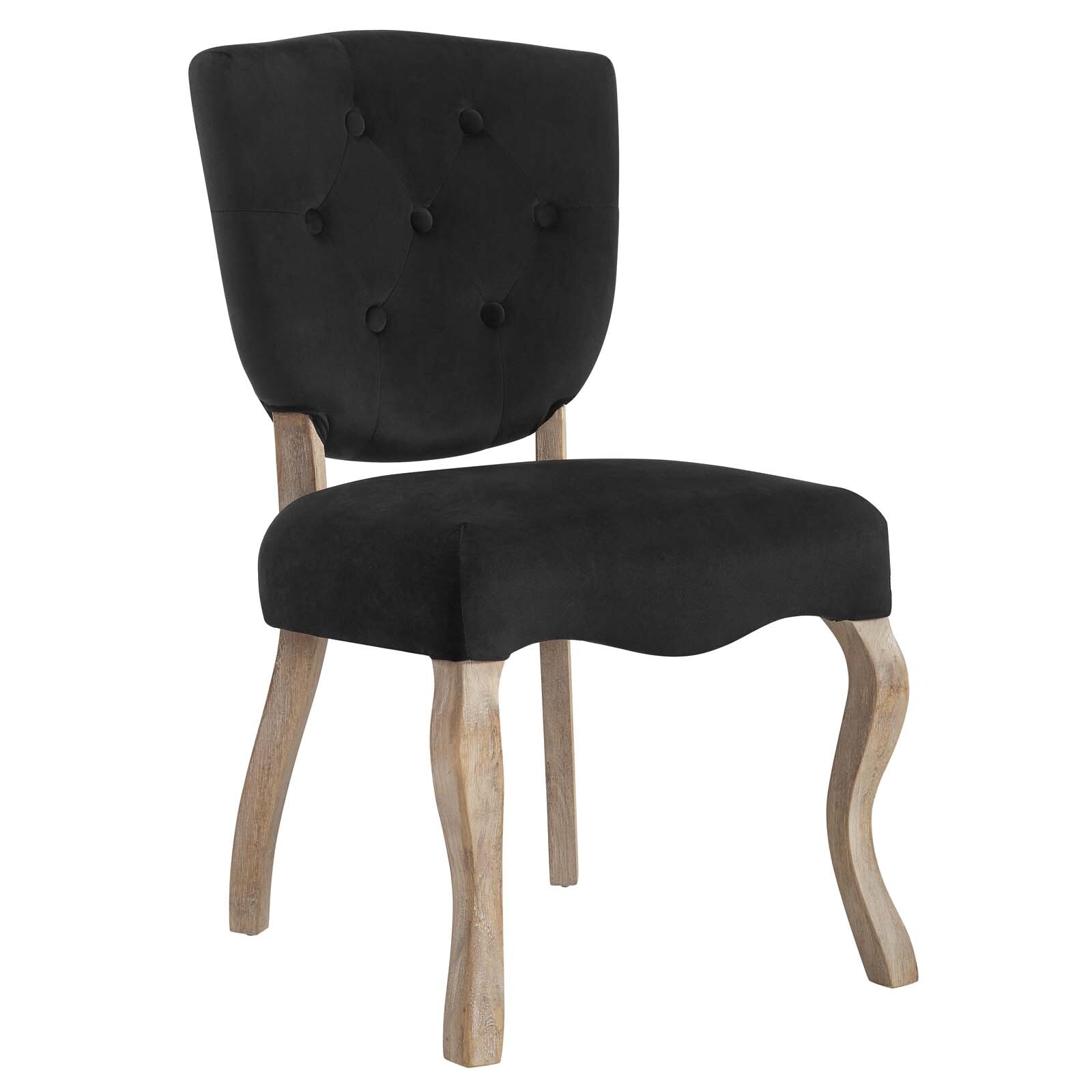 Modway Array French Vintage Tufted Performance Velvet Two Dining Chairs in Black