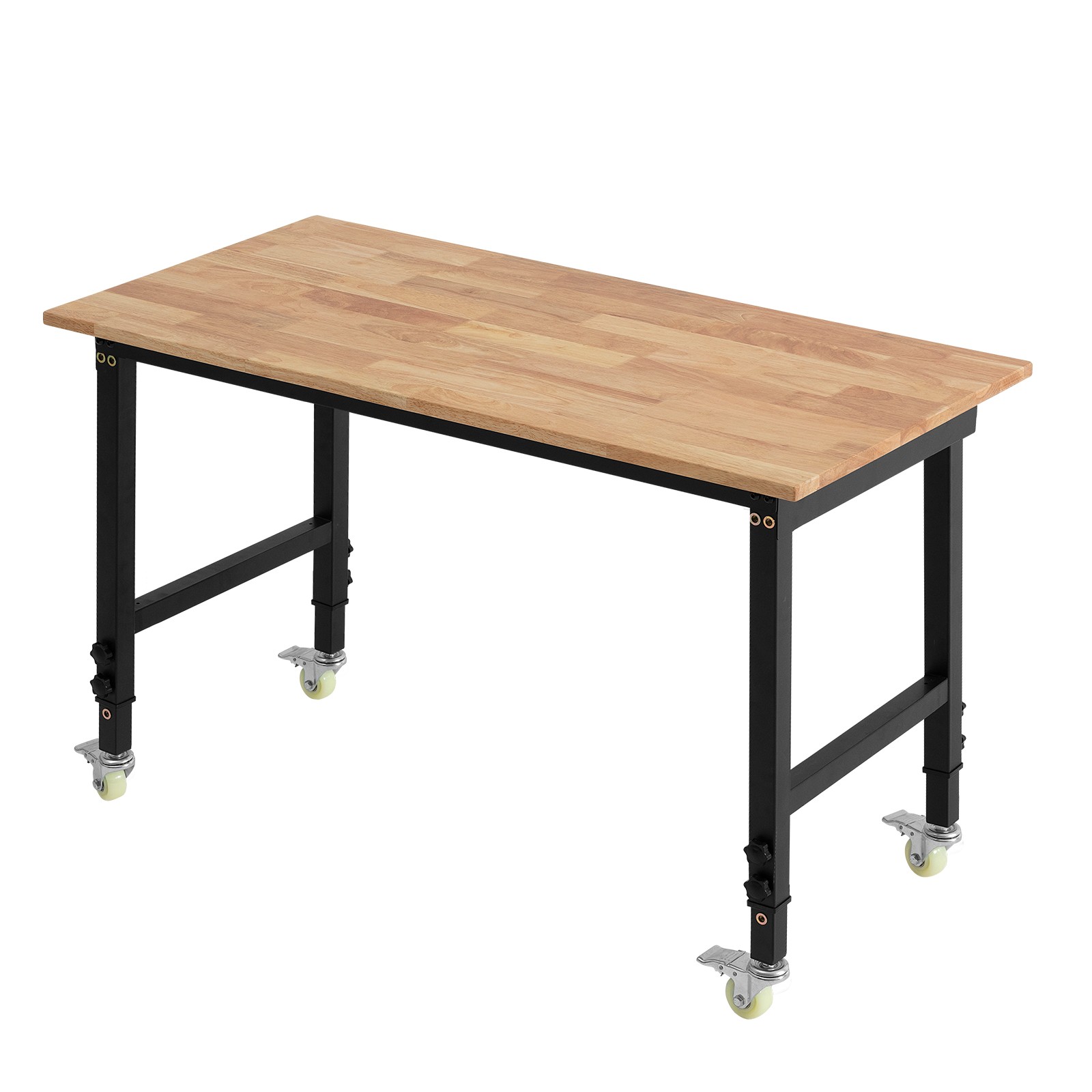 VEVOR 48 x 24 in Adjustable Workbench on Wheels 1500 lbs Oak Wood Top Workbench