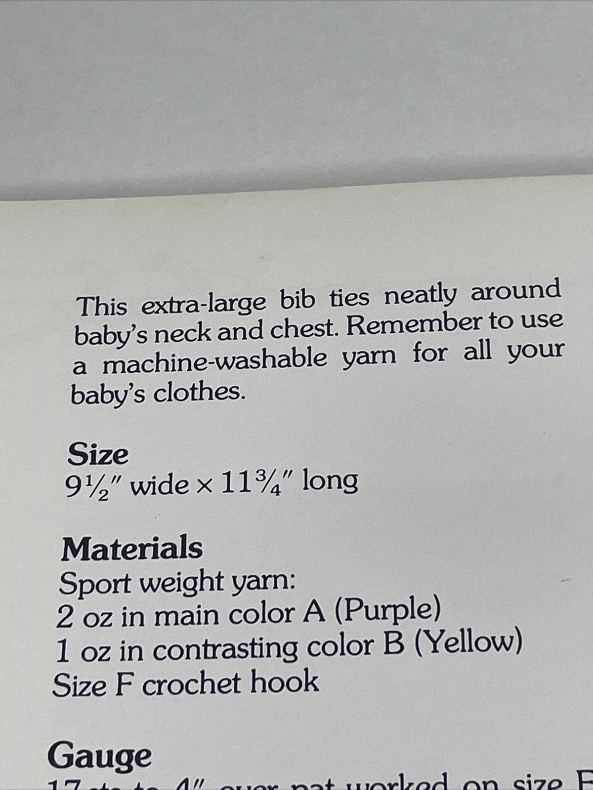 Baby's Bib Crochet Pattern Marshall Cavendish