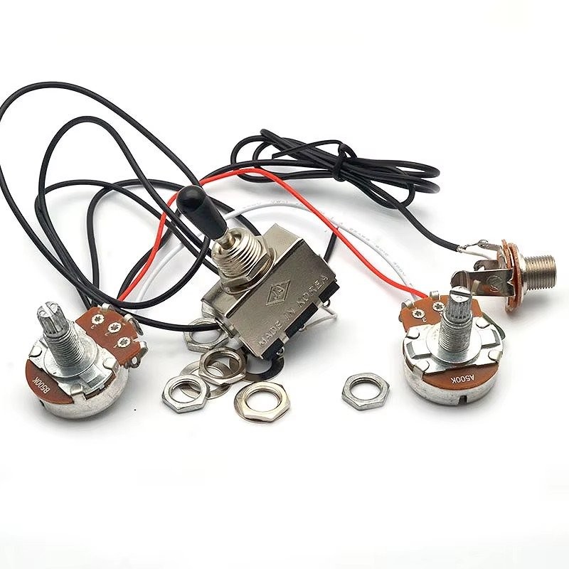 1 Vol, 1 Tone, 3 way toggle Wiring Harness w output jack