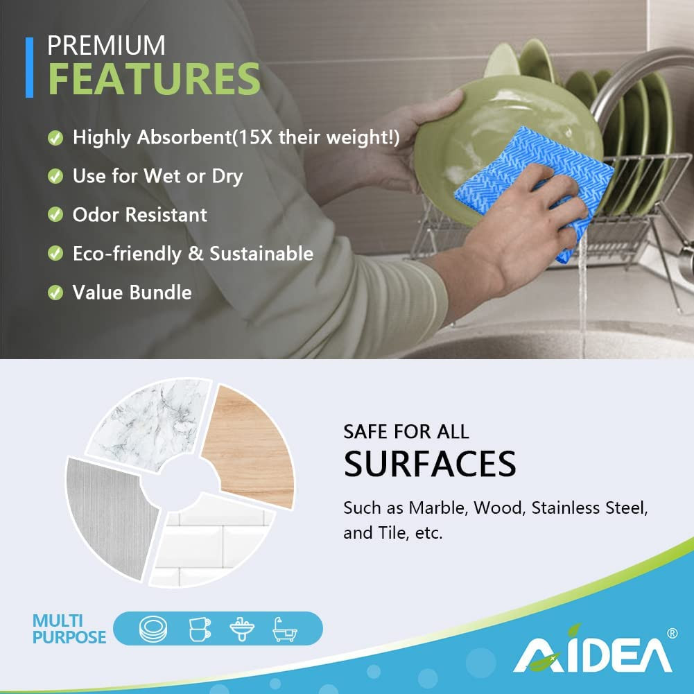 AIDEA Cleaning Wipes, Multi-Purpose Towel Reusable Cleaning Cloths 40Ct(1 Pack)