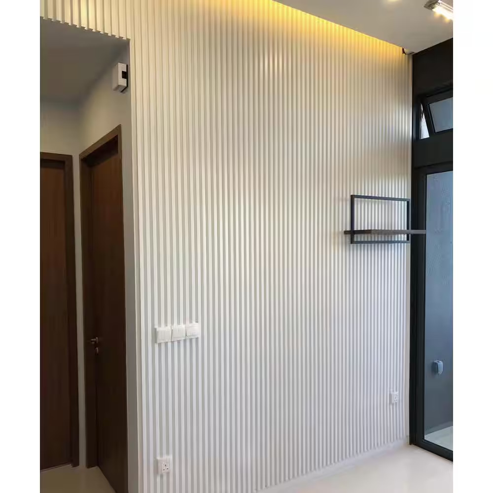 1 In. X 3-1/4 Ft. X 9 Ft. Wall Cladding White Interlocking Composite Decorative