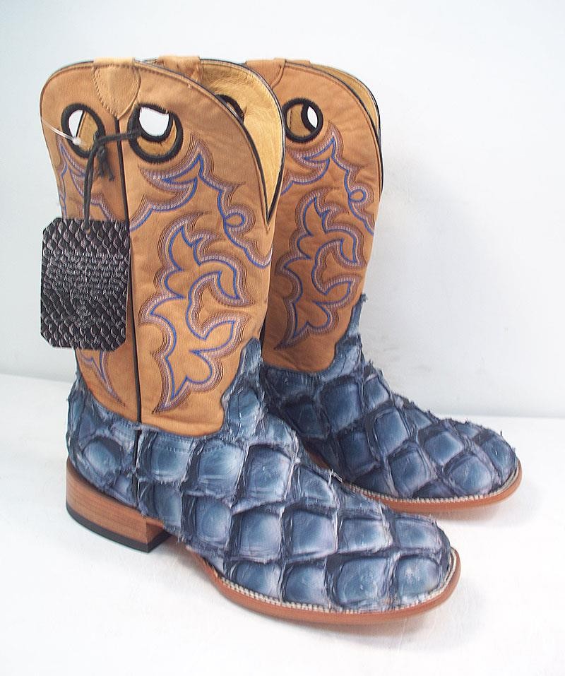 Cody James Mens 11 D Blue Square Toe Pirarucu Cowboy Boots