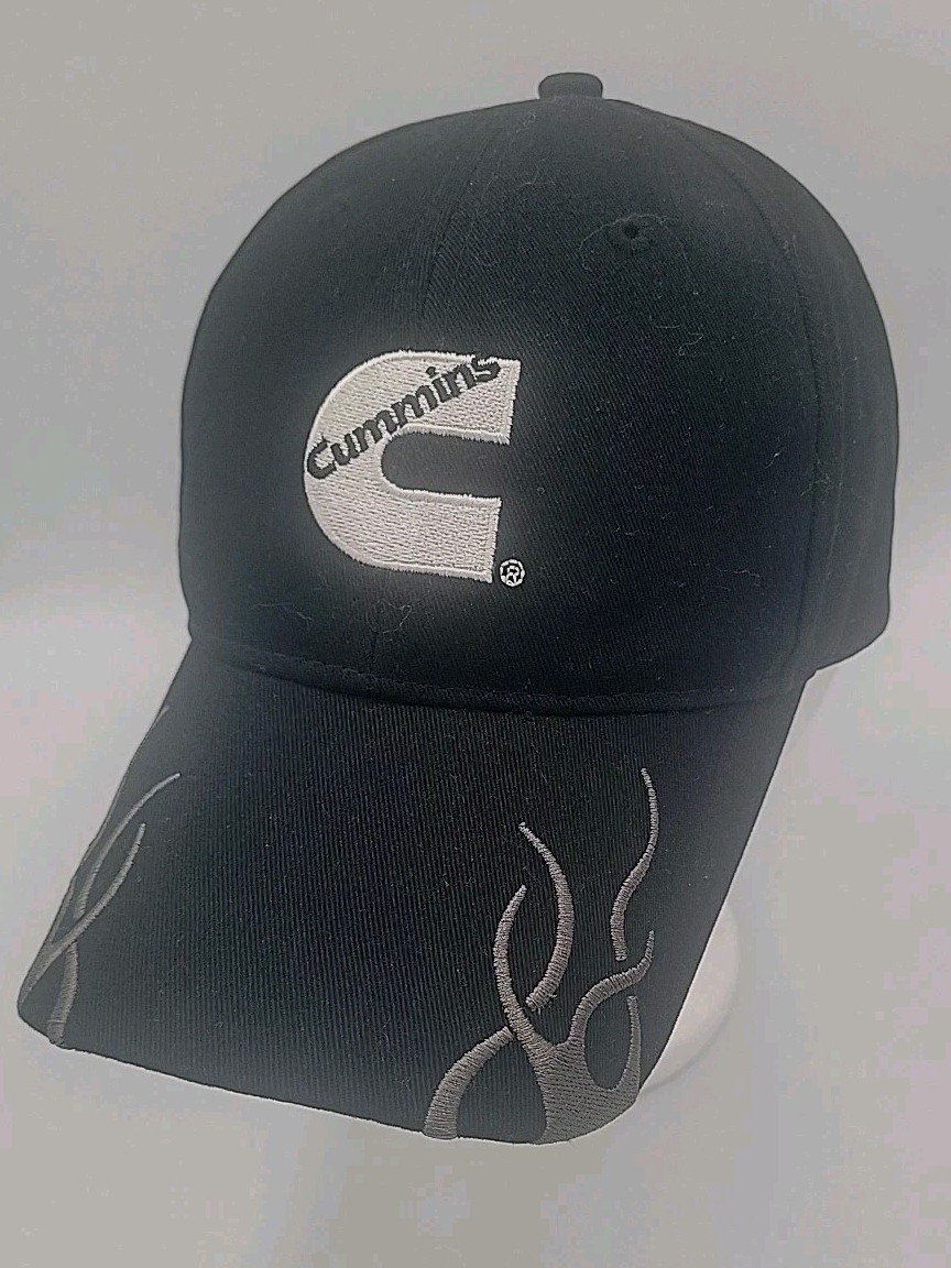 Cummins Black Flame Strapback Cap Embroidered Logo Hat OS