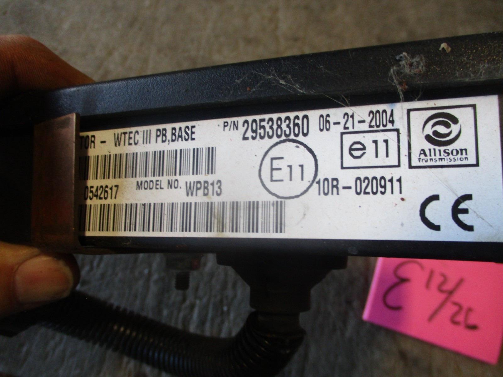 Used Allison Push Button Selector WTEC III, PB Base 29538360, for Military Vehic