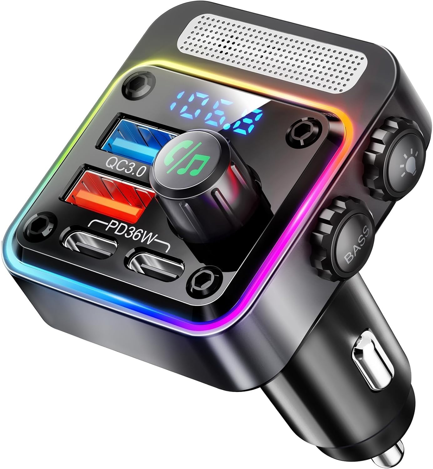 Nulaxy 54W Bluetooth 5.3 Car Adapter Charger 4-Port Fast Charging [PD36W & QC3.0