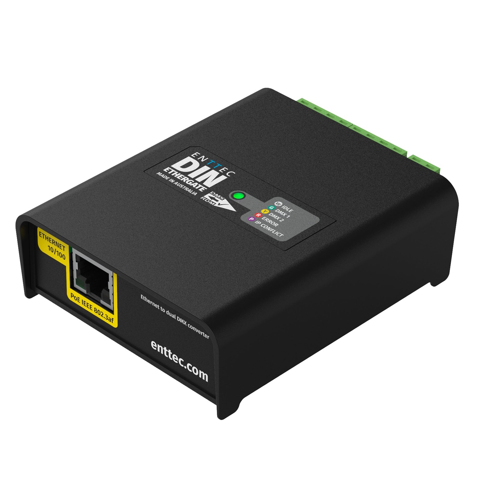 Enttec Ethergate 71030, 2U DIN Rail Ethernet to Dual DMX / RDM (Open Box)