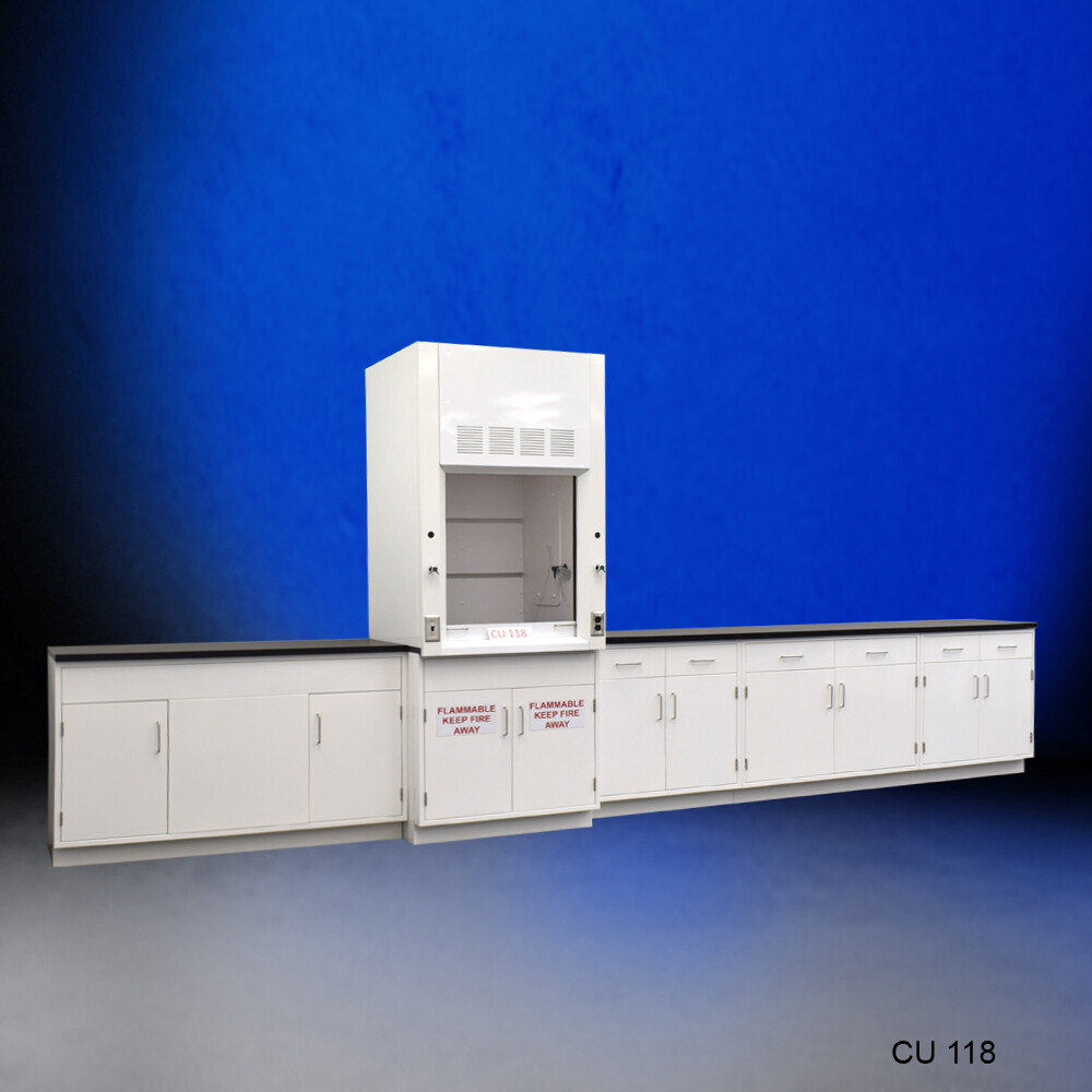 Fisher American 3' Fume Hood / Flammable Storage&15' Laboratory Cabinets E2-312