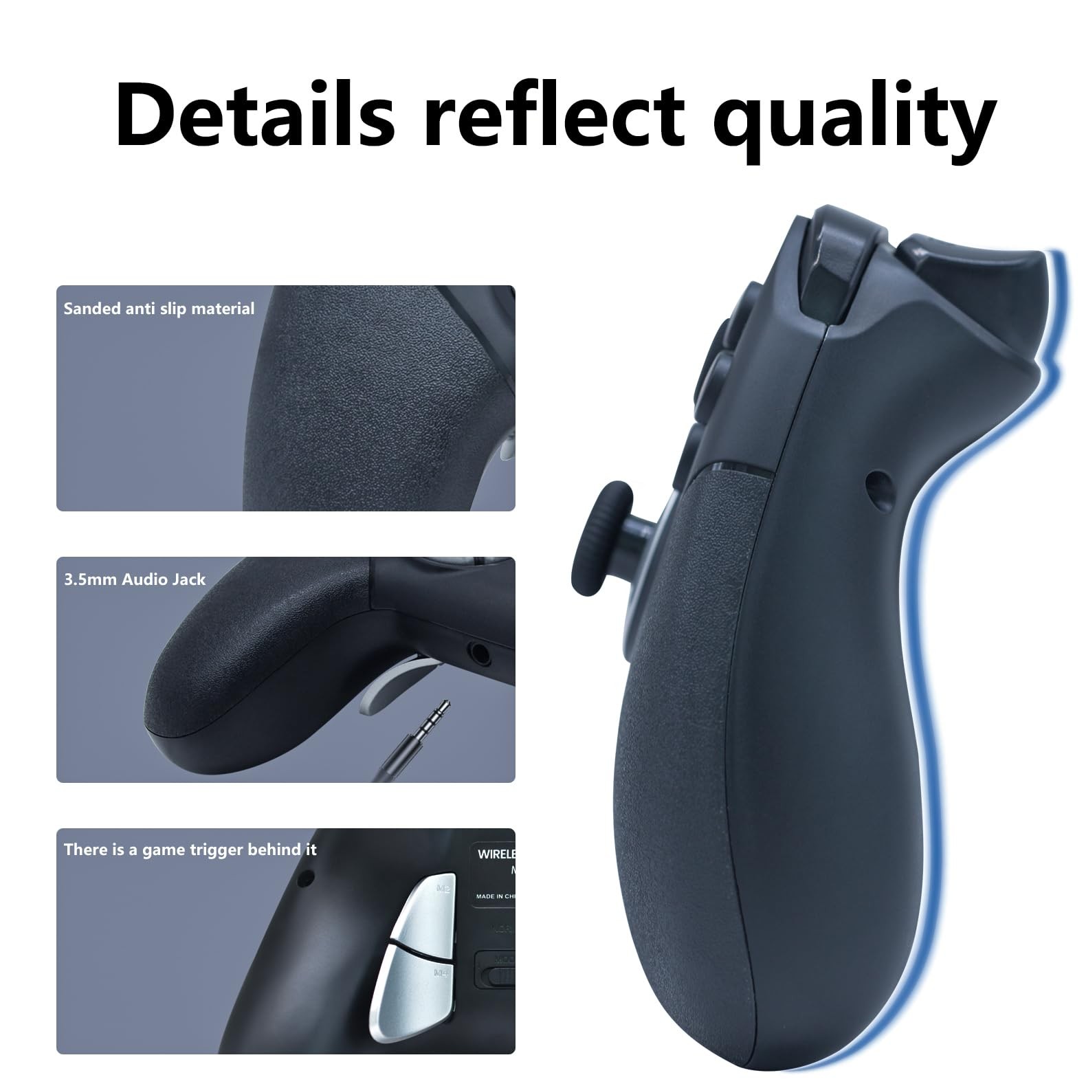 Aieloar Wireless Elite Controller for PS4, Modded Game with Black