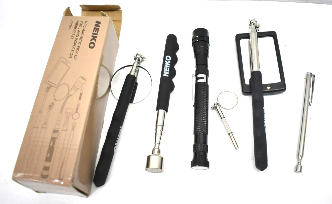 Neiko 6 Piece Magnetic Tool & Telescoping Mirror Set Adjustable 20736A