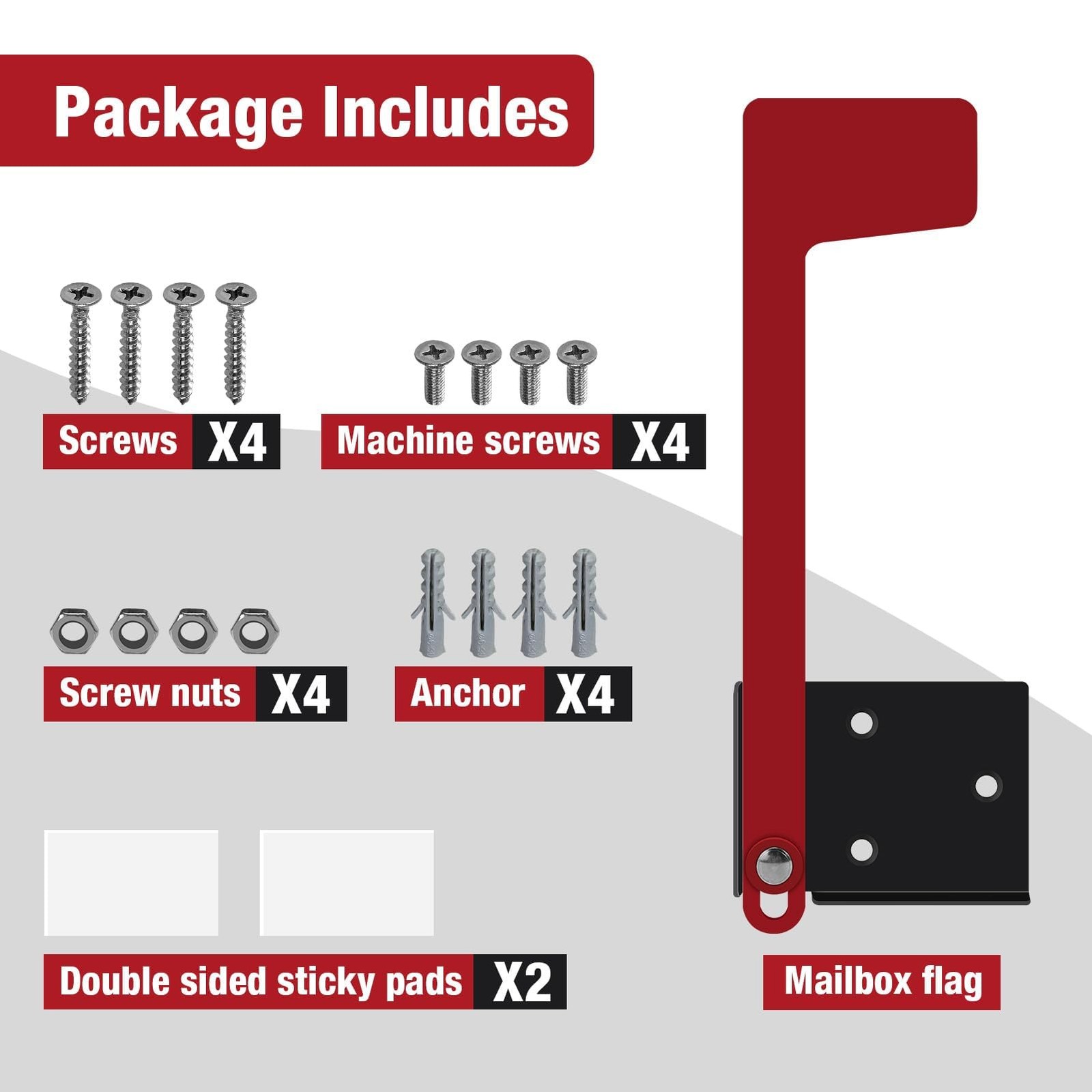 Mailbox Flag Replacement Kit, Galvanized Steel Flag for Mailbox, Mailboxes Ac...