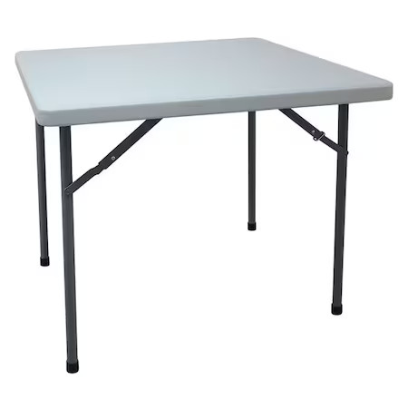 Zoro Select 13V430 Square Folding Table, 36" W, 36" L, 29" H, Blow Molded,