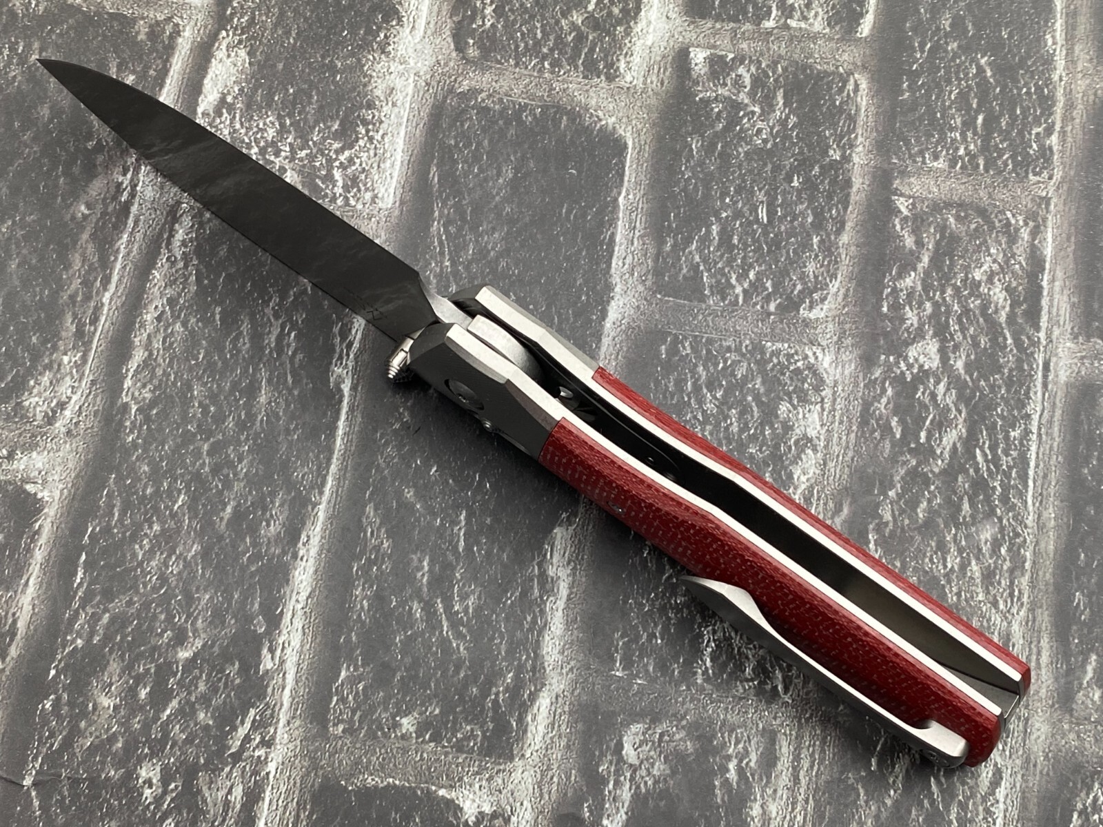 TwoSun TS433-M390-Red Folding Knife Titanium/CF Handle Axis Lock Pocket Knife
