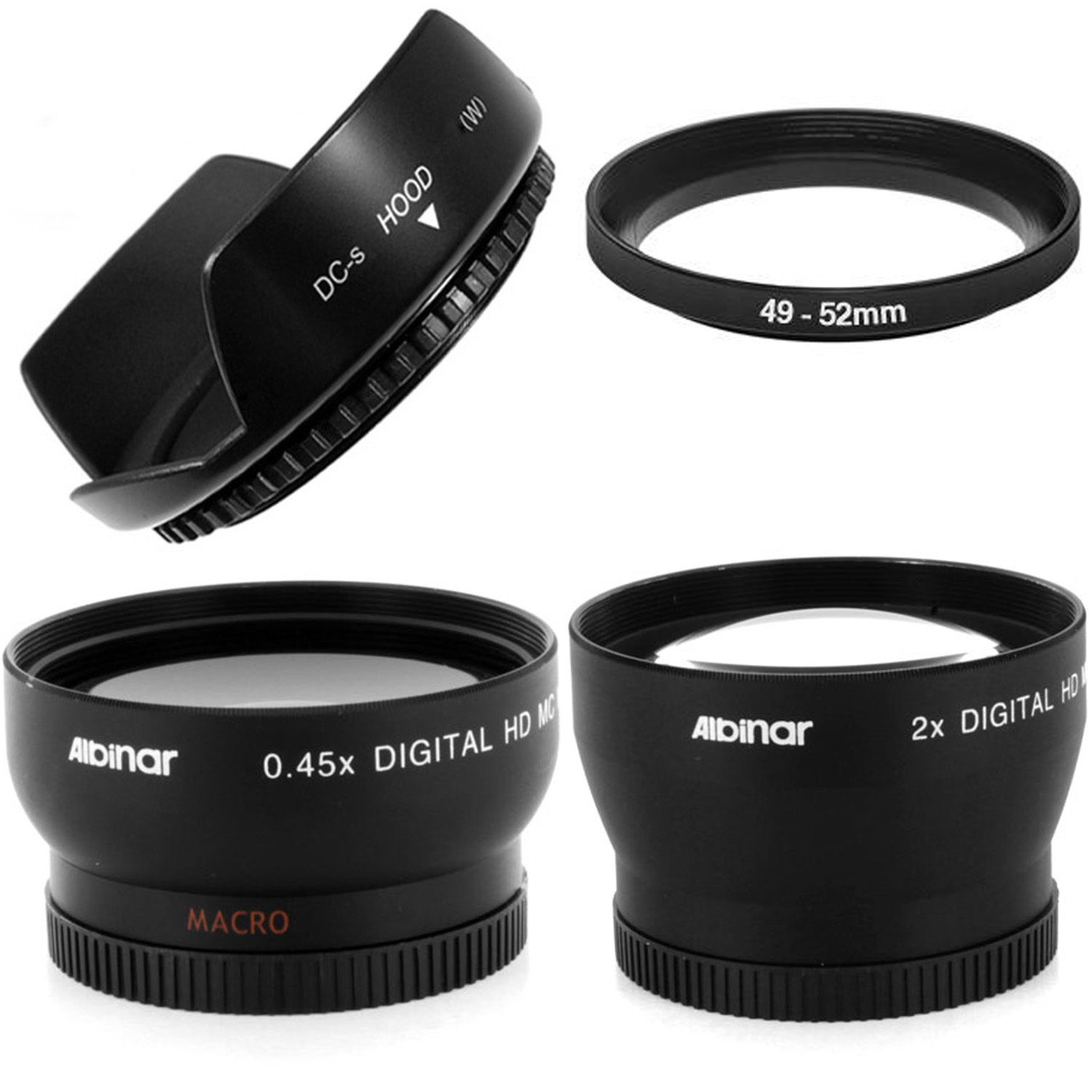 Wide angle + Macro,2X Tele lens kit + hood fo Panasonic HC-X1000 HC-W850 HC-V750