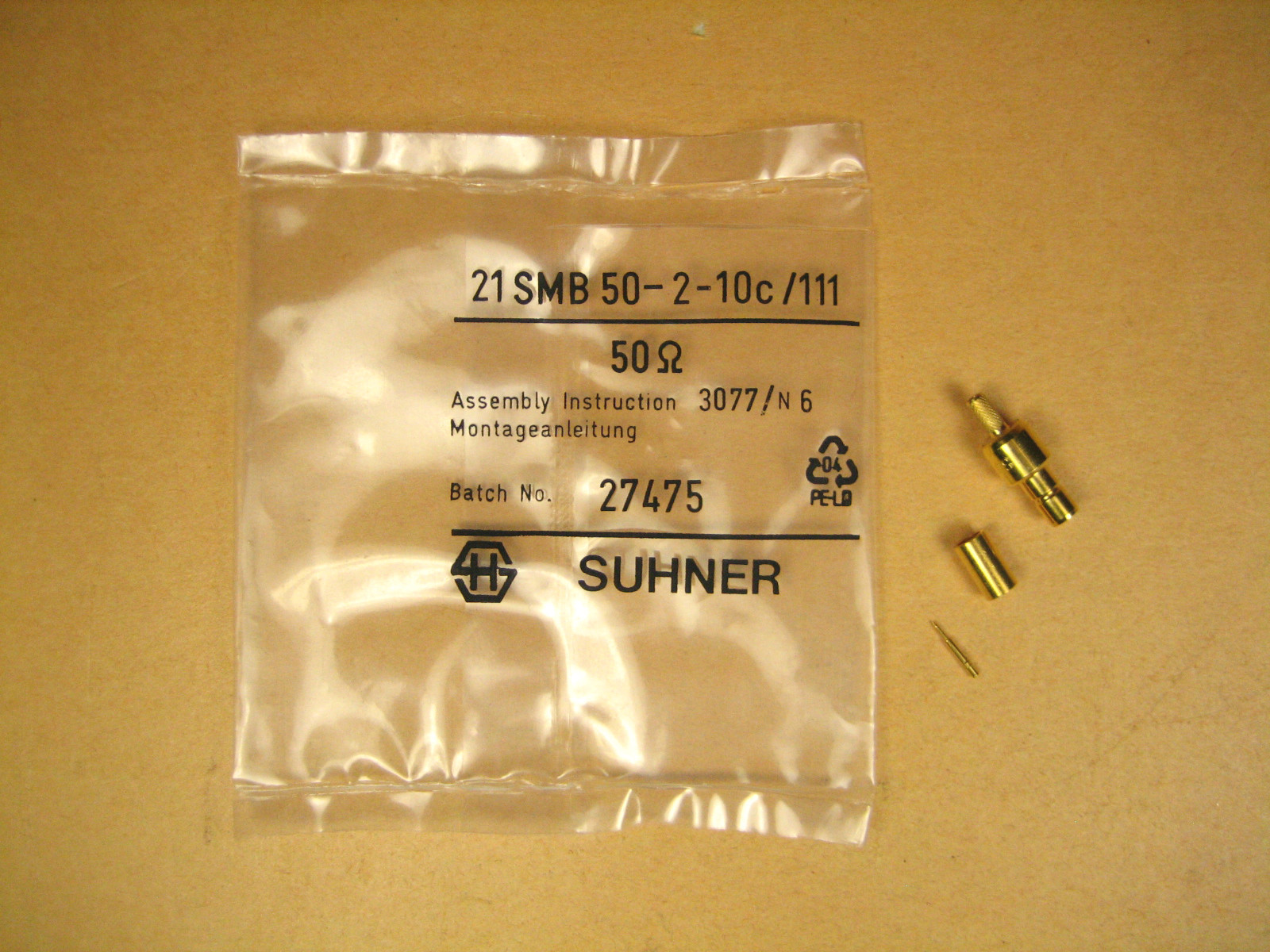 Suhner  21 SMB 50-2-10C/111  Adapter Connector