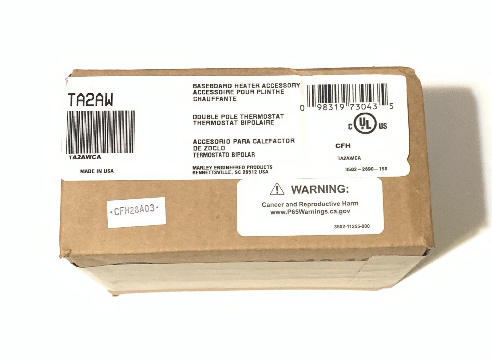 Marley Engineered Products TA2AW Double Pole Baseboard Dial Thermostat