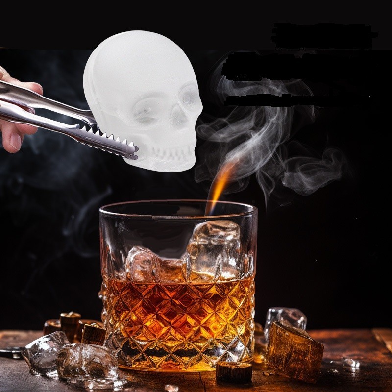 3D Skull Silicone Ice Cube Mold - 1.6'' Easy Release Flexible Silicone