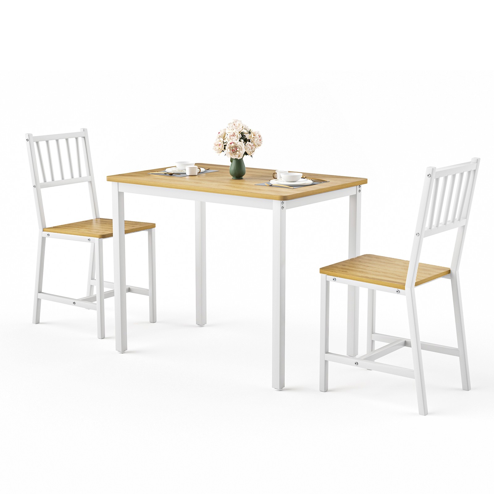 Dining Table Set Bar Table w/ 2 Dining chairs, Kitchen Table 35.4"x23.6"x 29.7"
