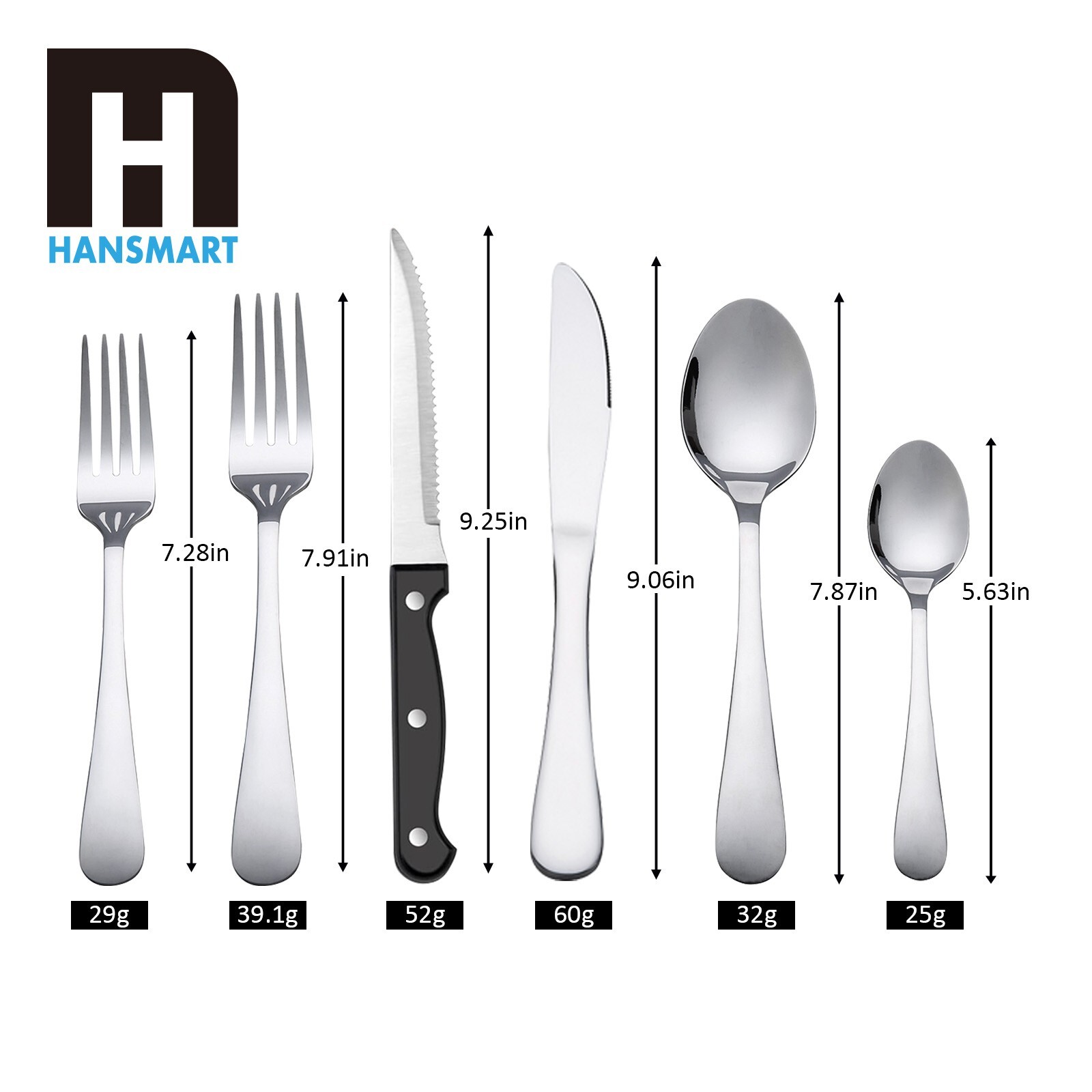 48-Pieces Stainless Steel Flatware Set with Steak Knives