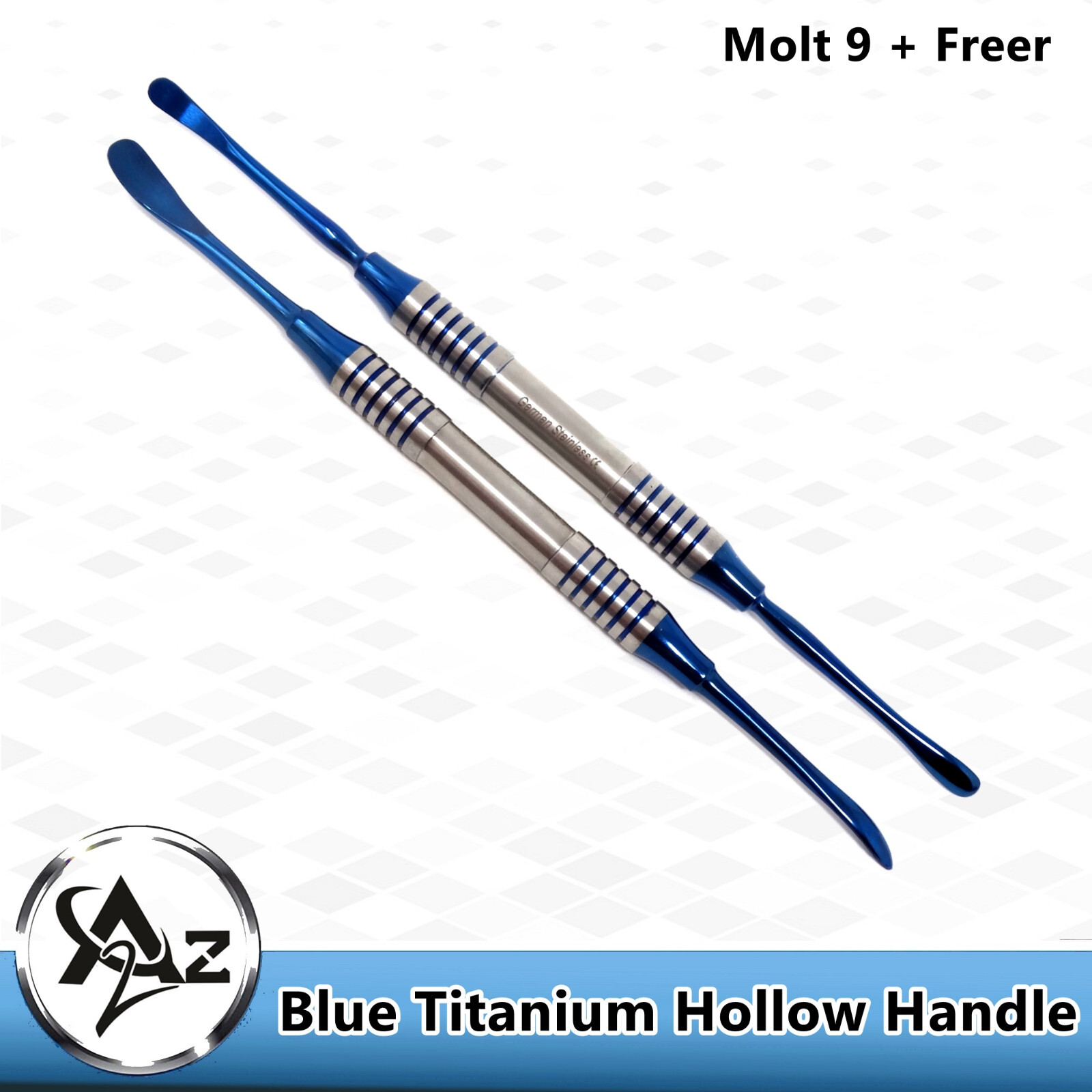 2 Freer Elevator + Molt 9 Double Ended Sharp Blunt Neurosurgical Instruments 7"