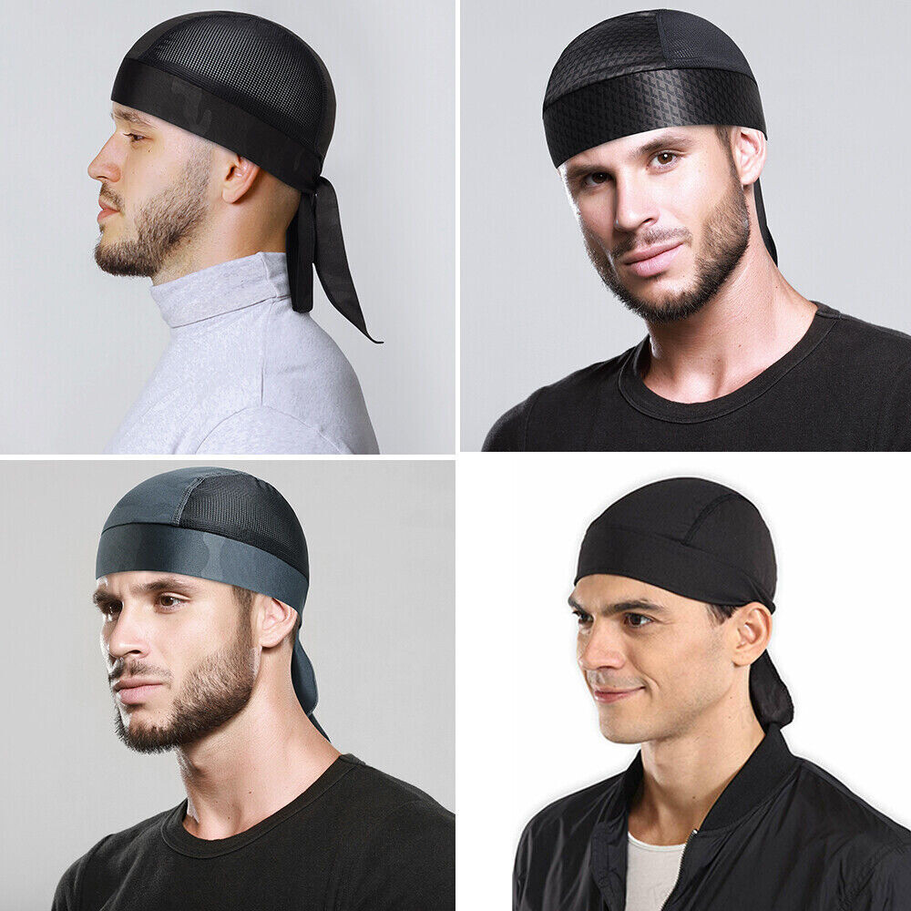 Motorcycle Wrap Biker Du Do Black Bandana Paisley Doo Rag Head Skull Cap Durag