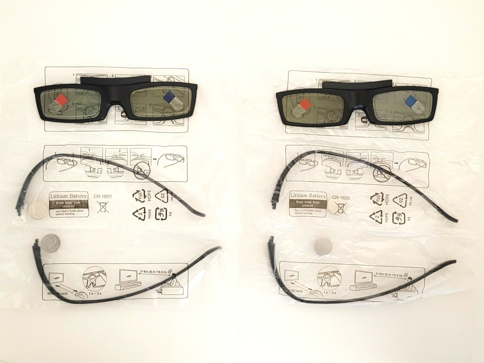 LOT Of 2 SAMSUNG SSG-5150GB TV 3D Glasses UN65JS9500 , UN78JS9500 ,  UN65H8000