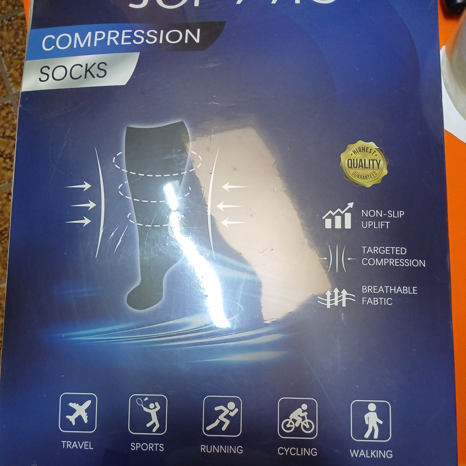 Jopvvic 3 Packs Women Men Wide Calf Compression Socks - Black - NEW!,