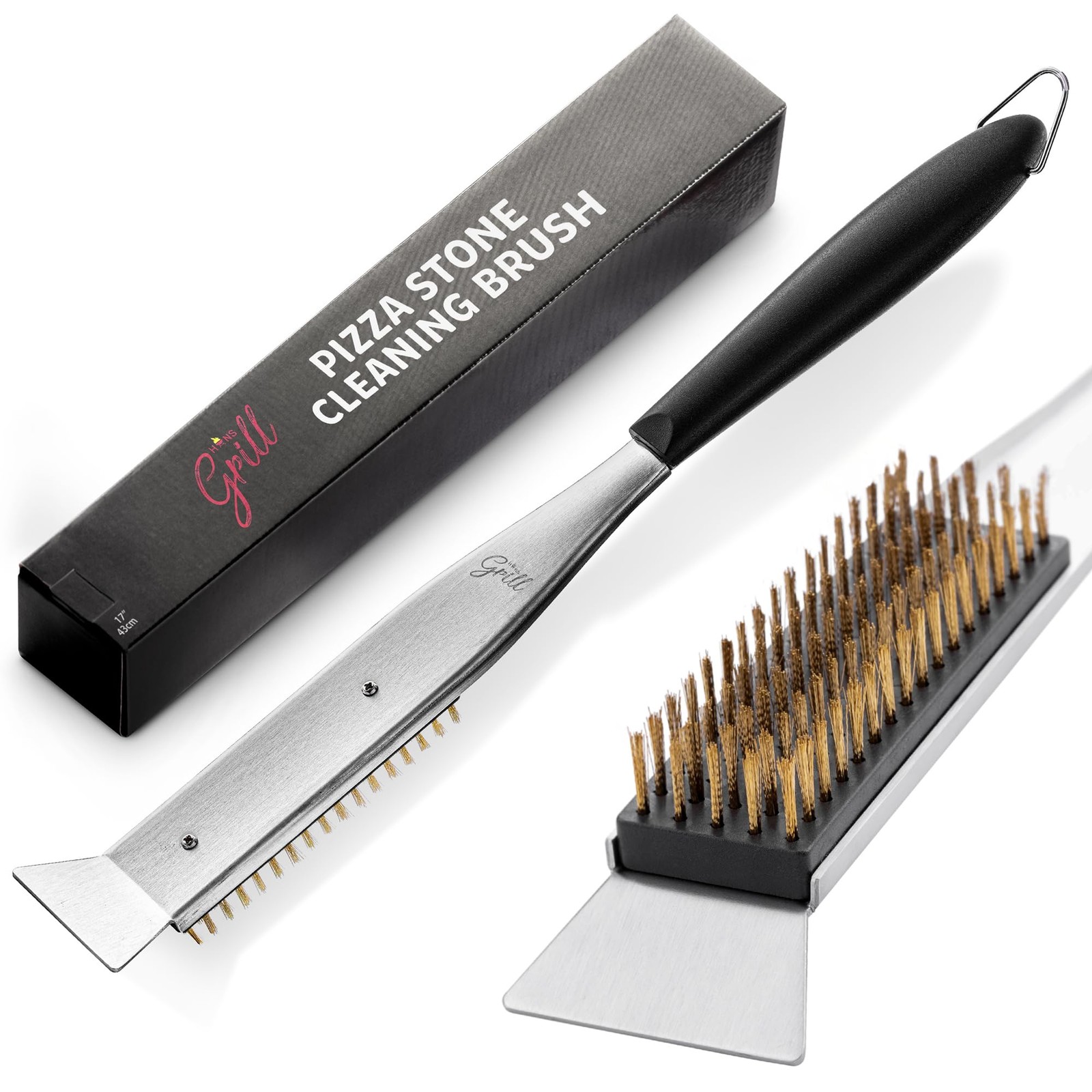 2-in-1 Pizza Oven Brush & Scraper | Dual-Purpose Pizza Stone Brush Scraper wi...