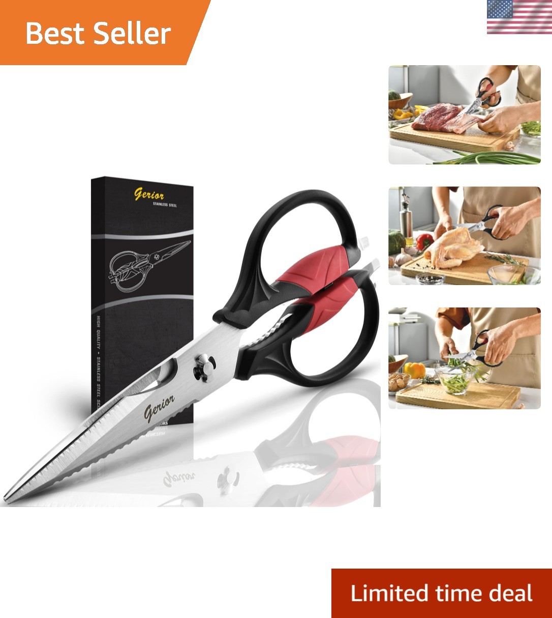 Kitchen Scissors - Heavy Duty Utility Come Apart Kitchen Shears for Chicken, ...