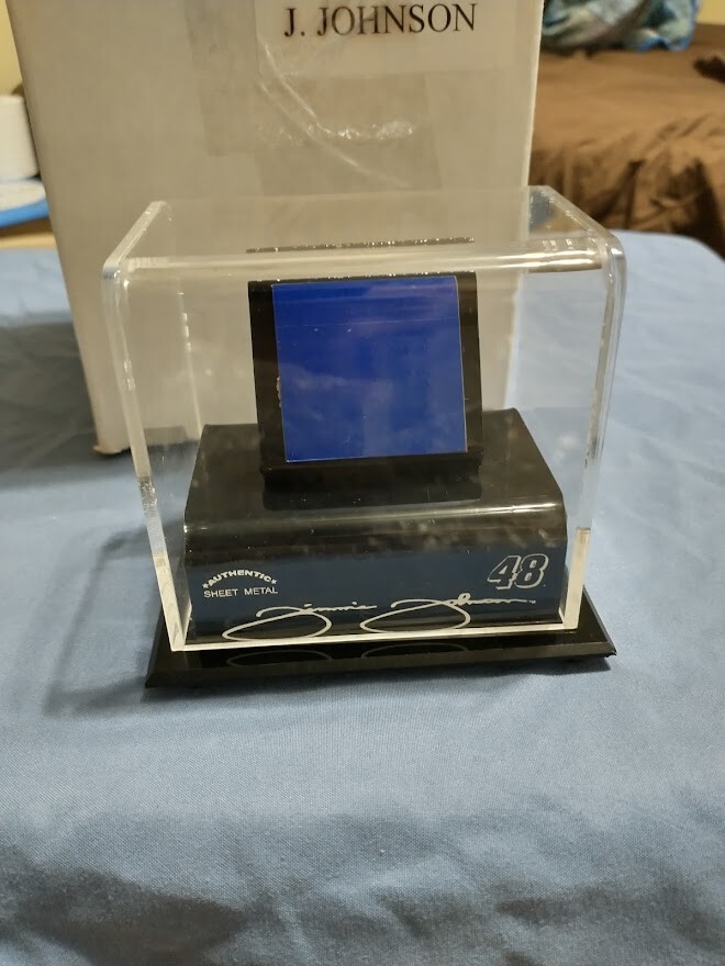 NASCAR - Jimmie Johnson - Piece of Sheet Metal in Display Case-Race Used-*RARE*