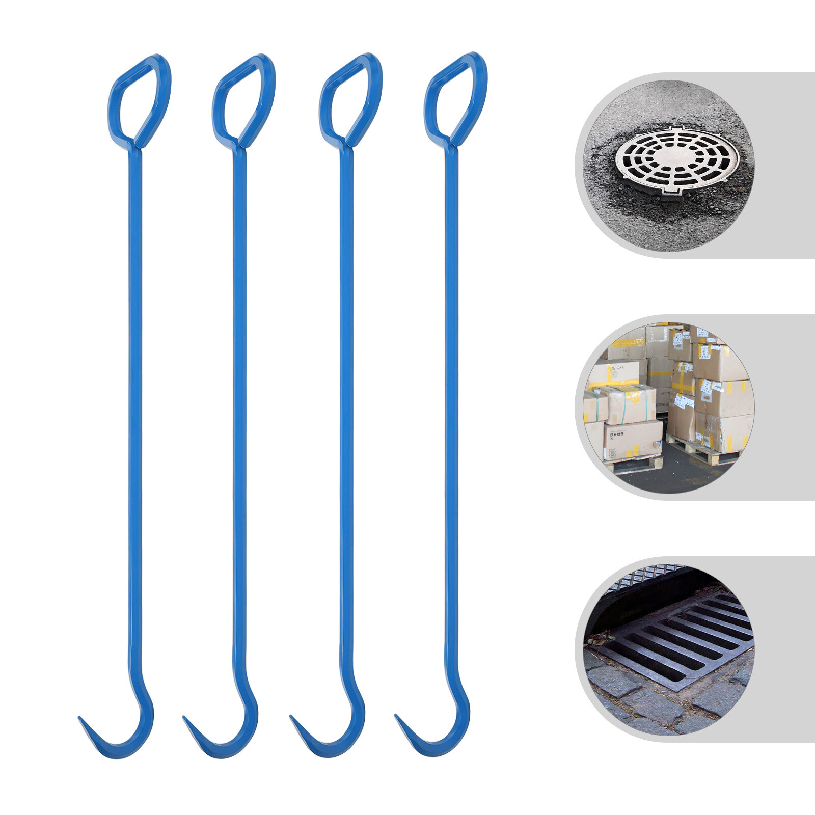 4pc Manhole Cover Hook Tool Versatile Lifting Hooks Tool Hook 76.2cm/30in