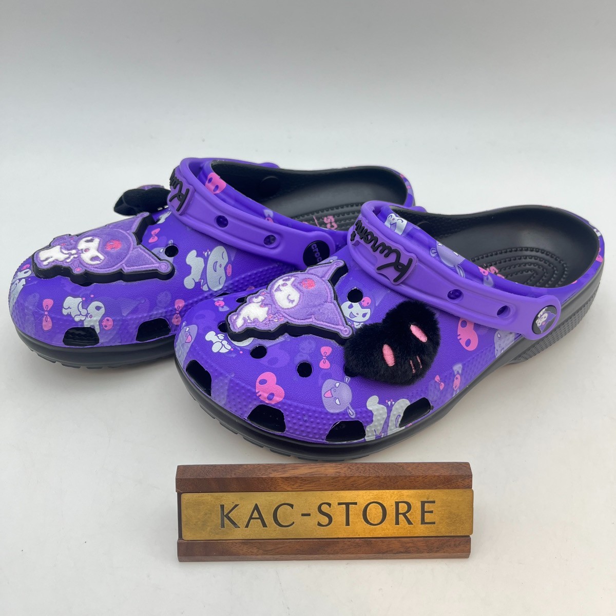 crocs KUROMI CLASSIC CLOG 211491-90H Purple/Black Women's Slip On Shoes mot04