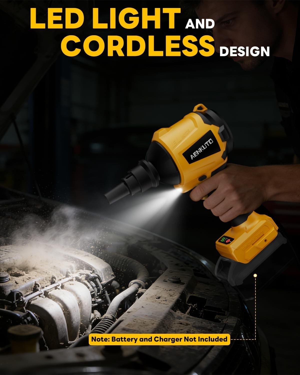 Cordless Compressed Air Duster Compatible with Dewalt 20V MAX Battery (Tool Only