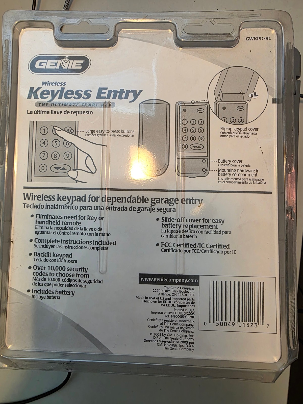 Genie Wireless Keyless Entry GWKPD-BL NEW