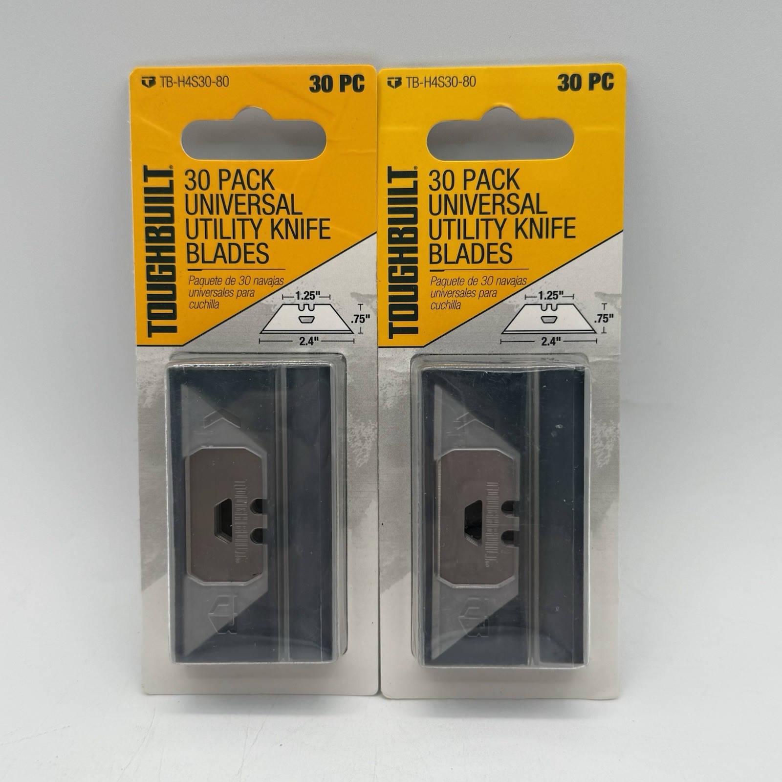 (2) NEW 30-pack ToughBuilt Universal Utility Knife Blades - 60 Blades Total