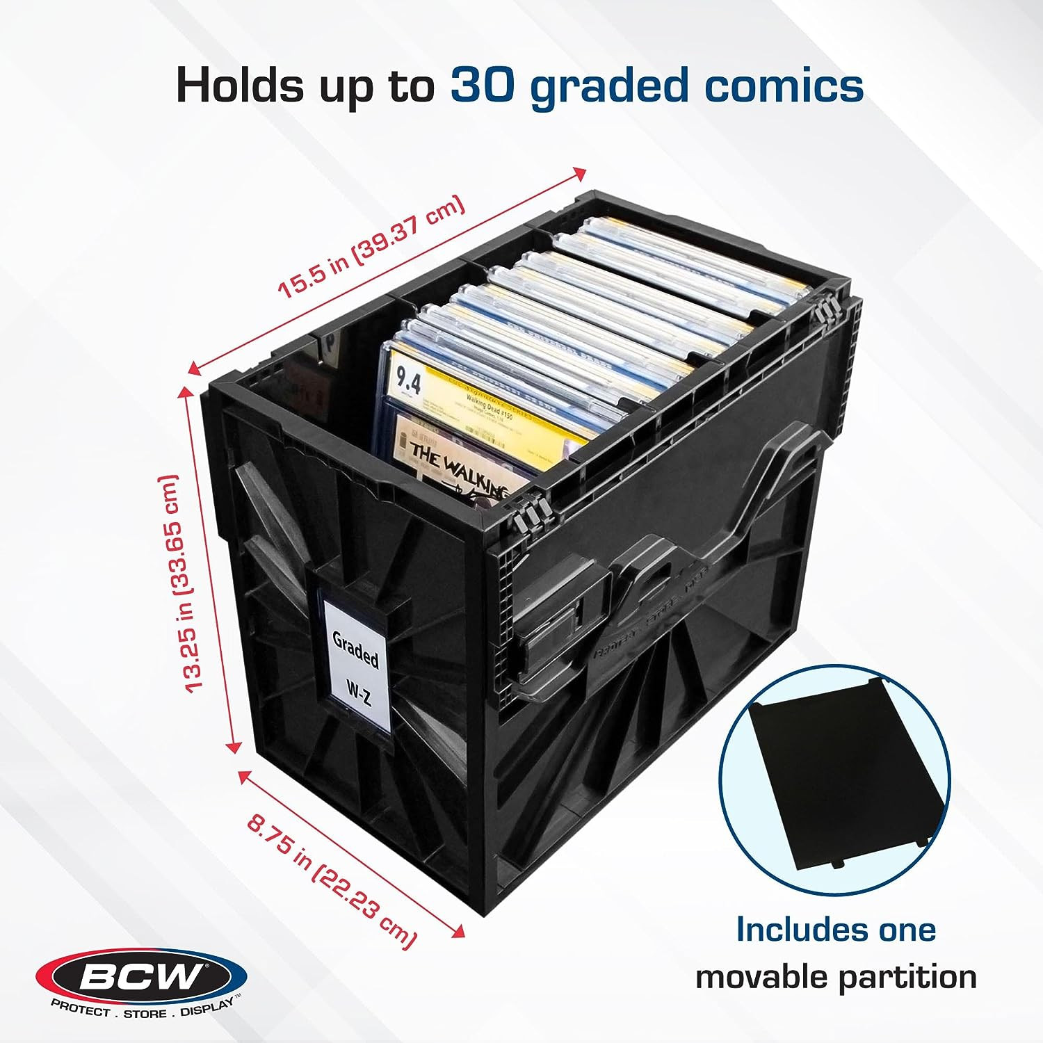 Graded Comic Book Bin, Black 2 Pack - for ~30 Graded Comic Book Slabs | Acid Fre