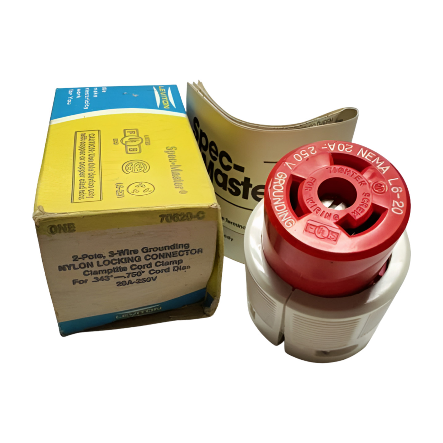 Leviton 70620-C Nylon Locking Connector, 3-P, 3-W, 20A, 250V, NEMA L6-20