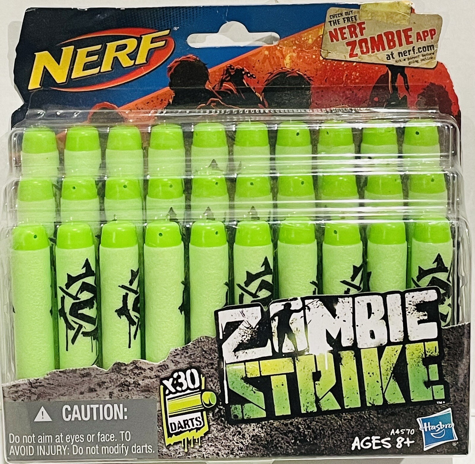 NERF DART ZOMBIE STRIKE 30 PACK REFILL KIT GREEN FOAM BOYS/GIRLS AGES 8+ PLAY